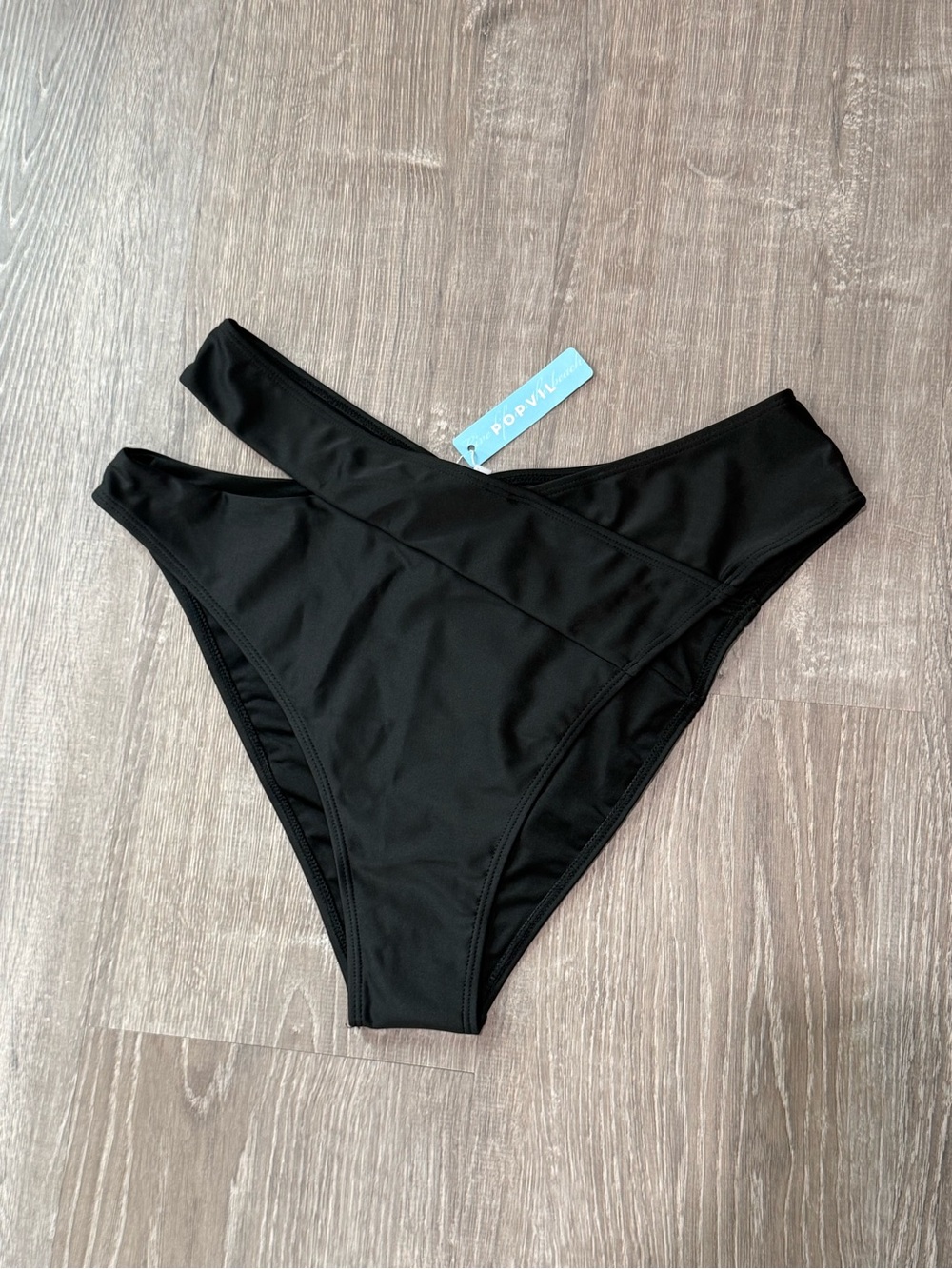 NWT Popvil Beach Black High-Waisted Bikini Bottom – Size XL 🖤🌊